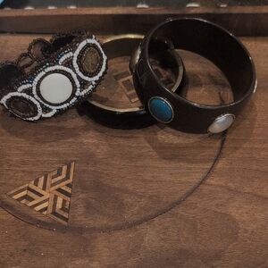 Stylish Bracelet Set In Browns And Black